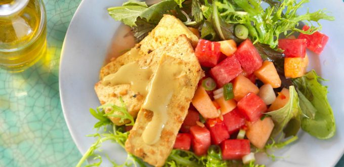 Melonen-Tofu-Salat