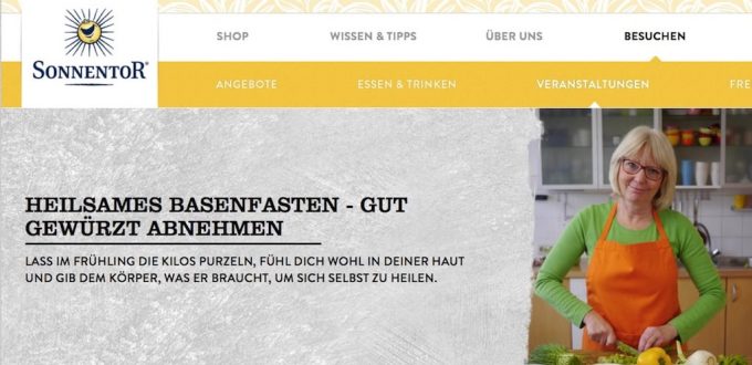 Ankündigung des Vortrages auf der Sonnentor Website